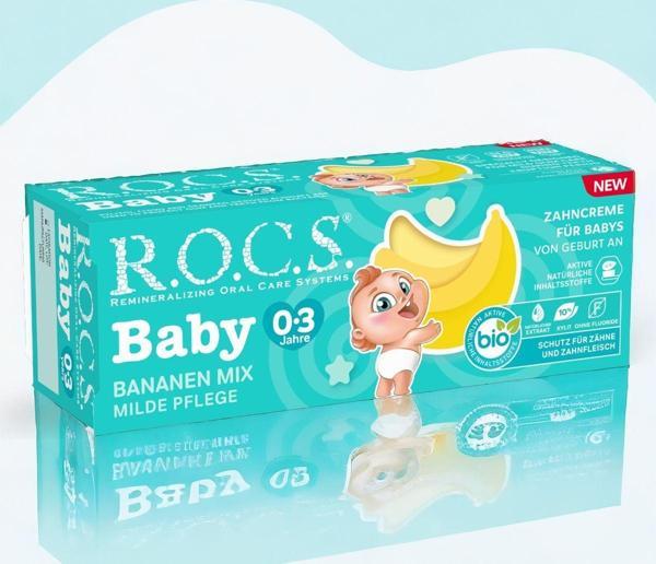 Rocs Baby 0-3 Yaş Muz Püresi Tadında Bebek Diş Macunu 45G 76533 - Image 1
