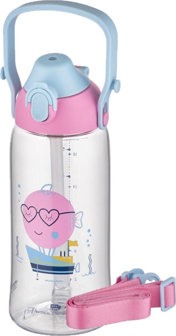 Uzspace 730ml Tritan Tek Kapak Çift Kullanım Pipetli/Pipetsiz Askı Aparatlı Tritan Çocuk Su Matarası - Image 1