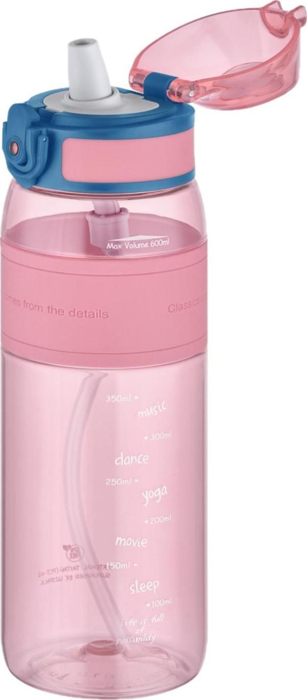 Uzspace FiftyFifty Pipetli(ısırılamaz) 600 ml Silikon Gövde Tritan Su Matarası - Image 1