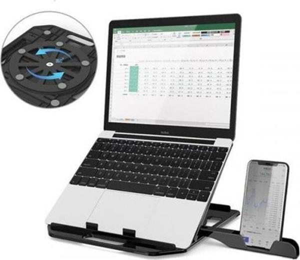 Polham Yükseklik Ayarlı Notebook ve Cep Telefonu Standı, Cep Telefon Tutuculu Laptop Standı - Image 1