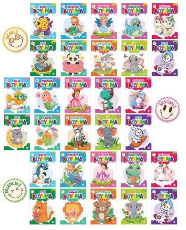 Çocuklar İçin Boyama Seti - 30 Kitap Takım - Dokuz Yayınları - Image 1