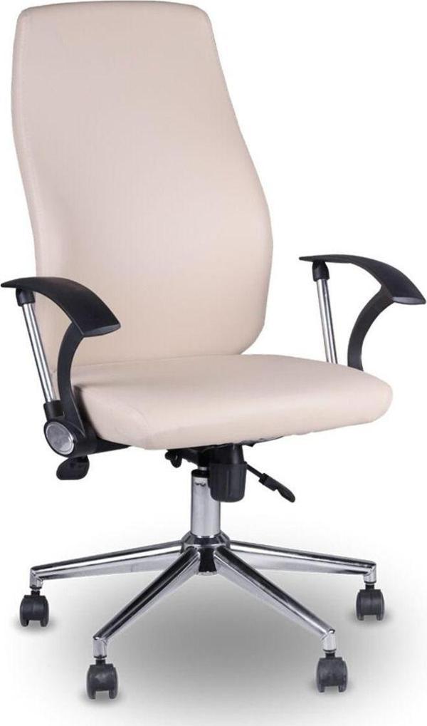 Herkese Mobilya Kahel Krem Deri Çalışma Koltuğu Ofis Koltuğu - Image 1