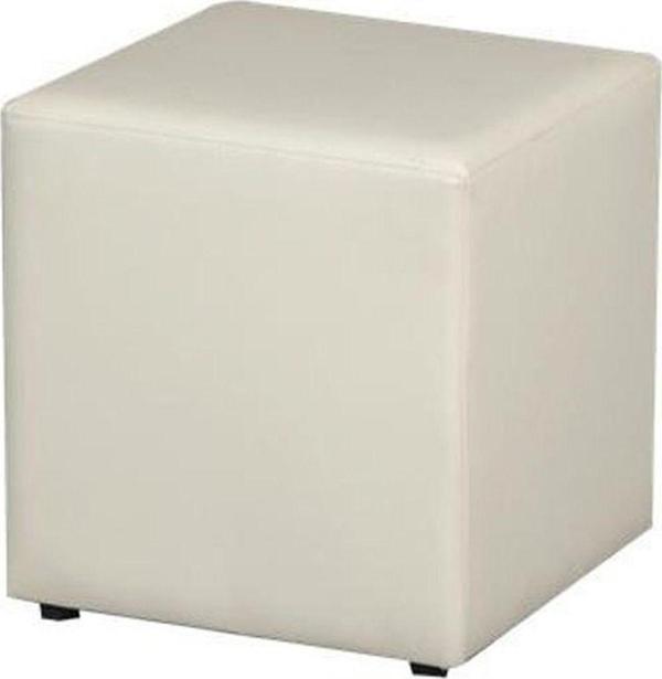 Herkese Mobilya Square Beyaz Kare Puf 33x33x38 cm - Image 1
