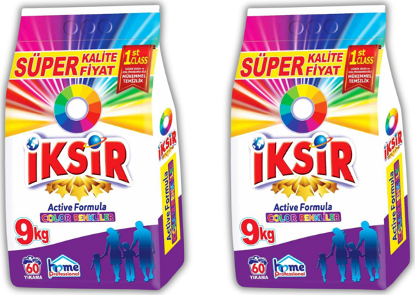 İksir Toz Deterjan Renkliler İçin 2 Ad. x 9 Kg. (18 Kg. - 120 Yıkama) - Image 1
