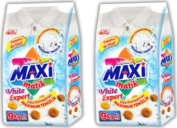 Maxi Toz Deterjan Beyazlar İçin 2 Ad. x 9 Kg. (18 Kg. - 120 Yıkama) - Image 1