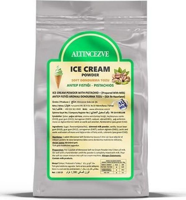 Altıncezve Dondurma Tozu Antep Fıstıklı 1.300 Gr - (5L Süt) - Image 1