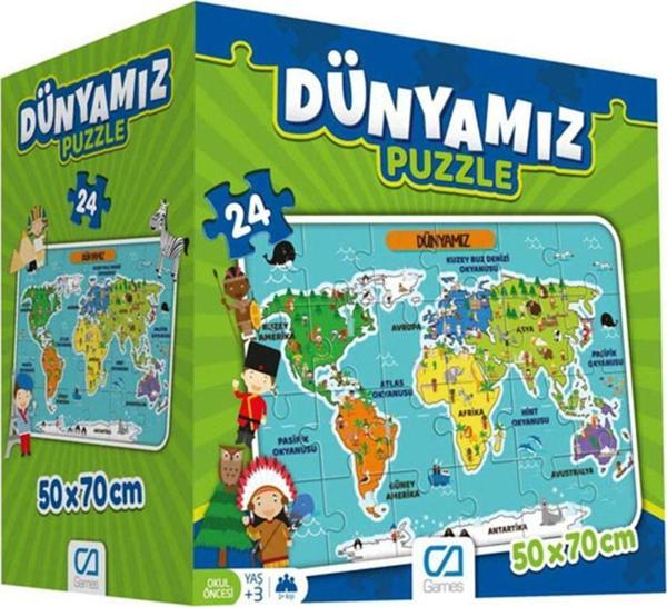 Ca Games Puzzle 24 Parça Okul Öncesi Dünyamızı Öğreniyorum Seti 50x70 Cm - Image 1