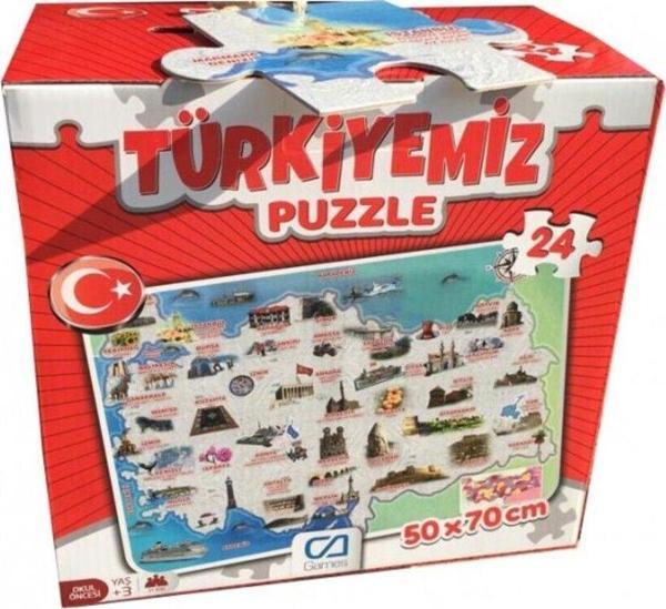 Ca Games Puzzle 24 Parça Okul Öncesi Türkiye Öğreniyorum Seti 50x70 Cm - Image 1