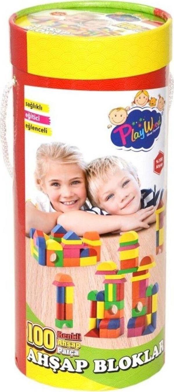VARDEM OYUNCAK Ahşap Bloklar Çocuk Oyunu 100 Parça Renkli - Image 1