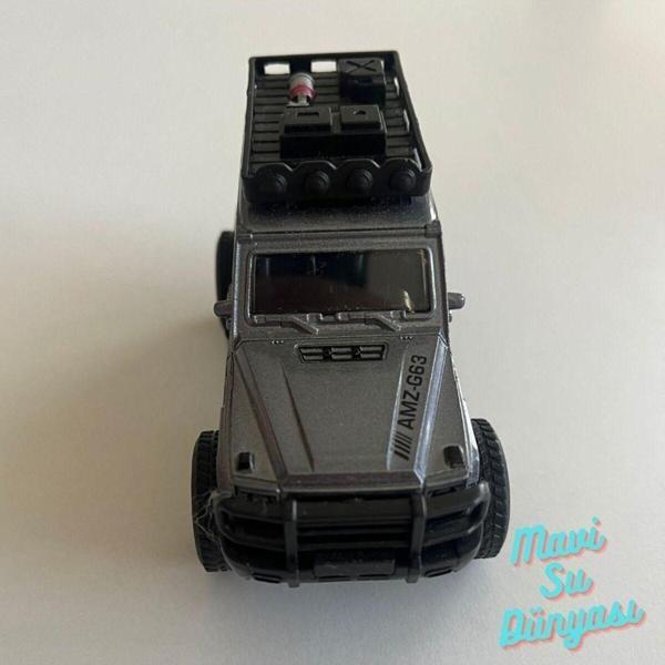 mavisudünyası Çek Bırak Metal Gri Renk Araba AMZ G63 Offroad Jeep Kapılar Açılır Araba - Image 1