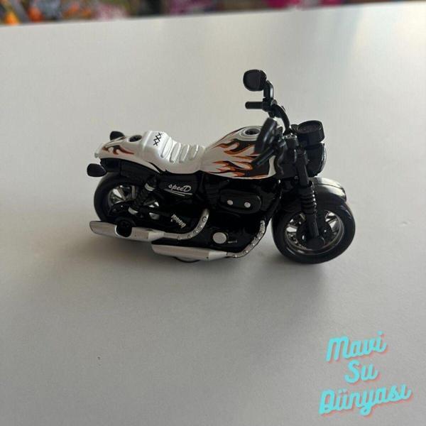mavisudünyası Çek Bırak Metal Küçük Boy Beyaz Renk Motosiklet - Image 1