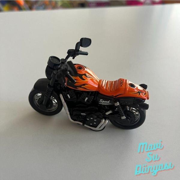 mavisudünyası Çek Bırak Metal Küçük Boy Turuncu Renk Motosiklet - Image 1