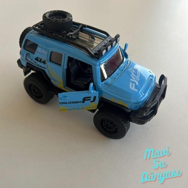 mavisudünyası Çek Bırak Metal Mavi Renk Araba 4x4 Offroad Jeep Kapılar Açılır Araba - Image 1