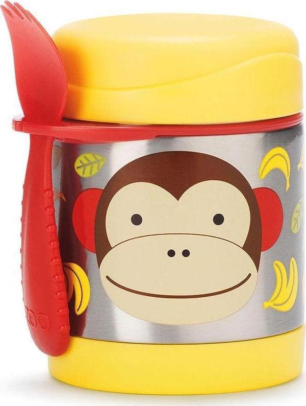 Skip Hop Maymun 2 Parça Paslanmaz Çelik Mama Saklama ve Taşıma Termosu - Image 1
