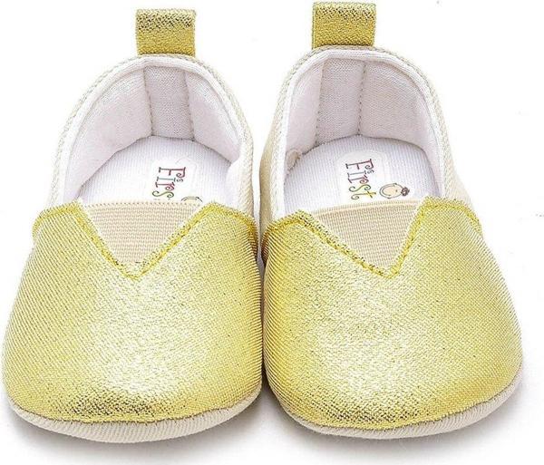 Bebek Patik Simli Kumaş Gold - Image 1
