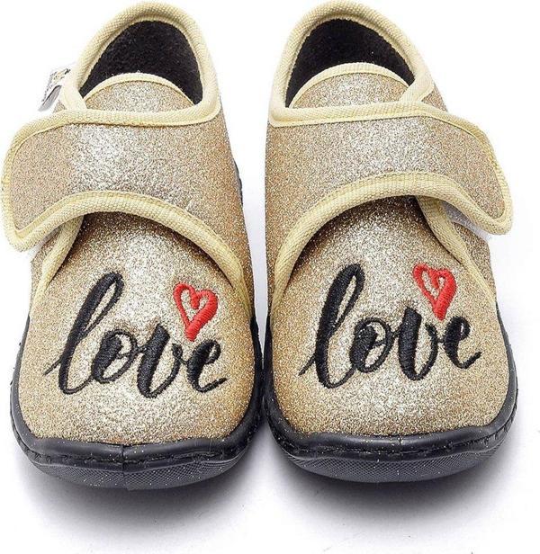 Gold Love Nakışlı Çocuk Panduf - Image 1