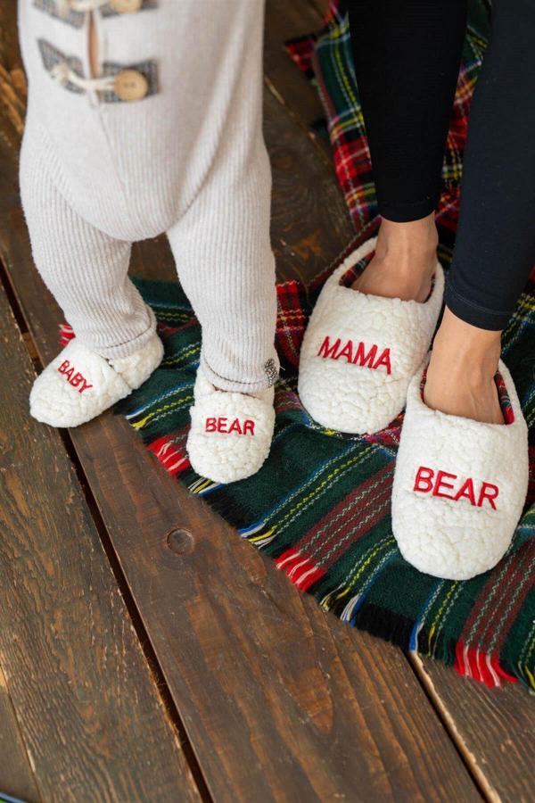 Mama ve Baby Bear Kürklü Anne Terlik ve Bebek Panduf (Terlik ve panduf ayrı satılmaktadır.)  - Image 1