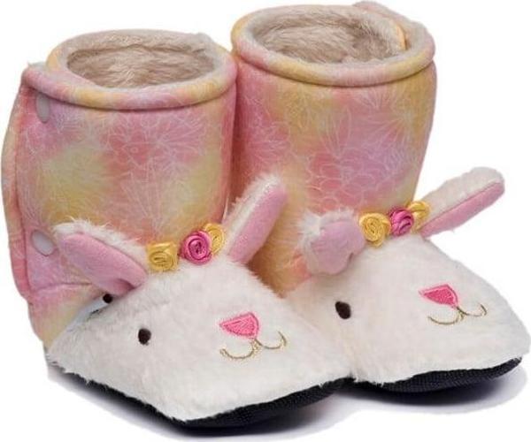 Pembe Tavşan Desenli Kürklü Ev Botu-F-821 - Image 1