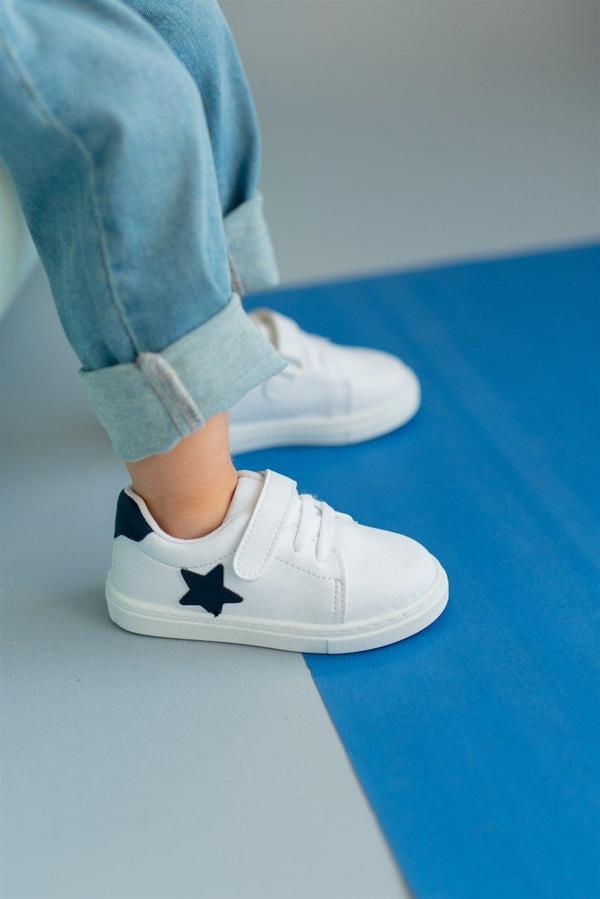 Lacivert Yıldızlı Cırt Cırtlı Erkek Çocuk Günlük Sneaker Spor Ayakkabı-S-1000 - Image 1