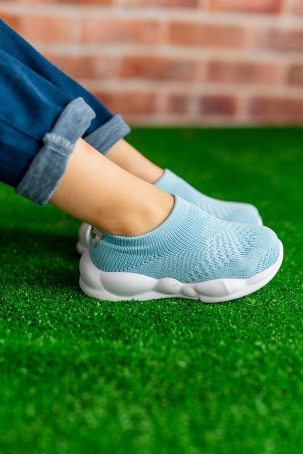 Ultra Hafif Memory Foam İç Taban Çocuk Triko Spor Ayakkabı Mavi-M-1002 - Image 1