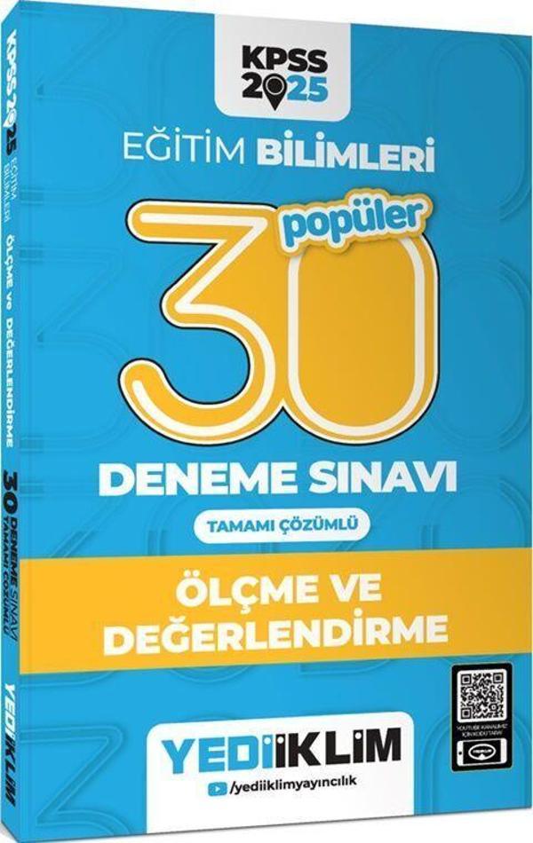 2025 KPSS Eğitim Bilimleri 30 Popüler Ölçme ve Değerlendirme Tamamı Çözümlü Deneme Sınavı Yediiklim - Yediiklim Yayınları - Image 1