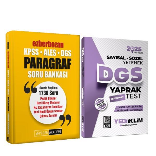 Pegem Ezberbozan Paragraf Soru ve Yediiklim DGS Sayısal Sözel Yetenek Çek Kopart Yaprak Test Seti 2 Kitap - Yediiklim Yayınları - Image 1