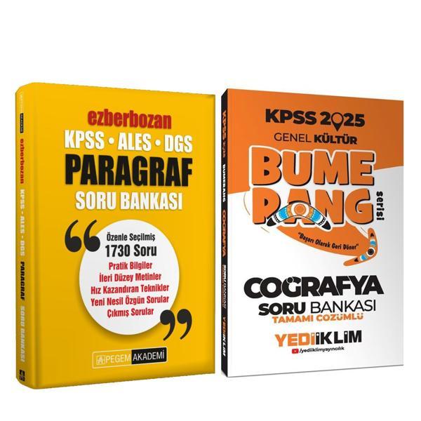 Yediiklim 2025 KPSS Bumerang Coğrafya ve Pegem Ezberbozan Paragraf Soru Bankası Seti 2 Kitap - Yediiklim Yayınları - Image 1