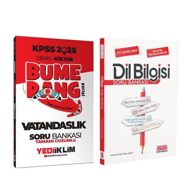 Yediiklim 2025 KPSS Bumerang Vatandaşlı ve AKM Dil Bilgisi Soru Bankası Seti 2 Kitap - Yediiklim Yayınları - Image 1