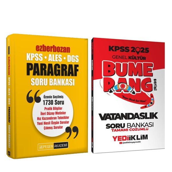 Yediiklim 2025 KPSS Bumerang Vatandaşlık ve Pegem Ezberbozan Paragraf Soru Bankası Seti 2 Kitap - Yediiklim Yayınları - Image 1