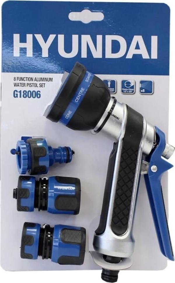 Hyundai G18006 Su Tabancası 8 Fonksiyonlu Alüminyum Adaptör Setli - Image 1