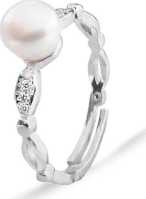 Diamond Model Hakiki İnci Kadın Gümüş Yüzük - Image 1