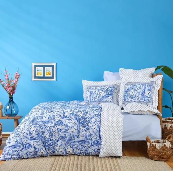 Karaca Home Bellance Mavi %100 Pamuk Çift Kişilik Nevresim Takımı - Image 1