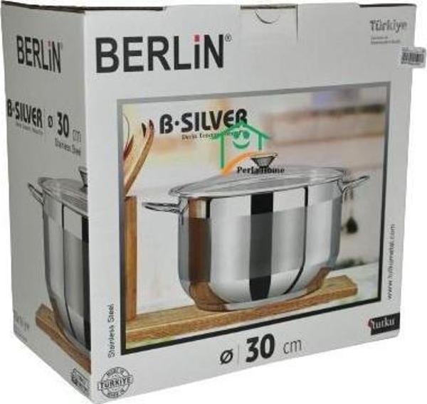 Tutku Berlin Silver 30x20 cm Derin Çelik Tencere - Image 1