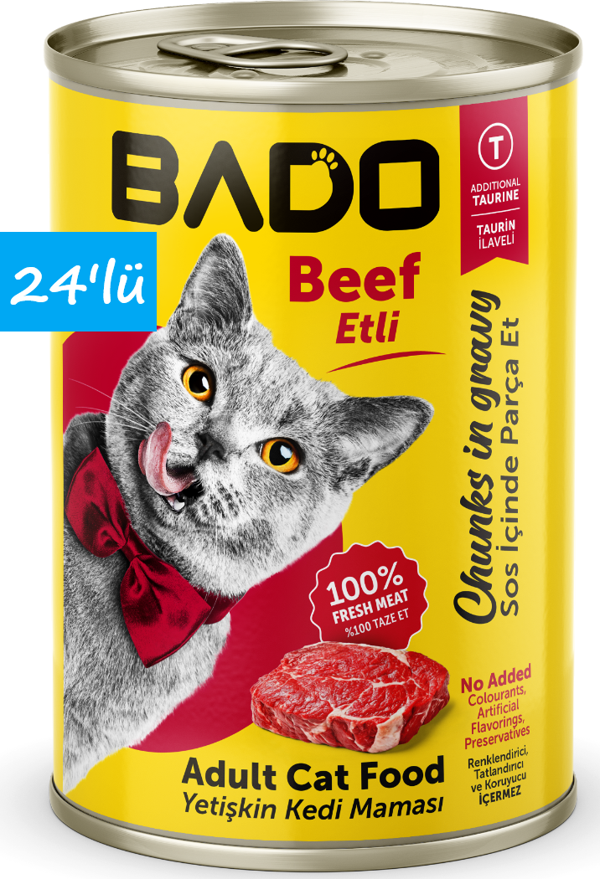 Bado Yetişkin Yaş Kedi Maması Etli Biftekli 400Gr 24'lü - Image 1