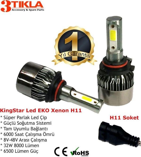 KingStar H11 Beyaz Led Xenon Şimşek Etkili Far Ampül 8000 Lümen - Image 1