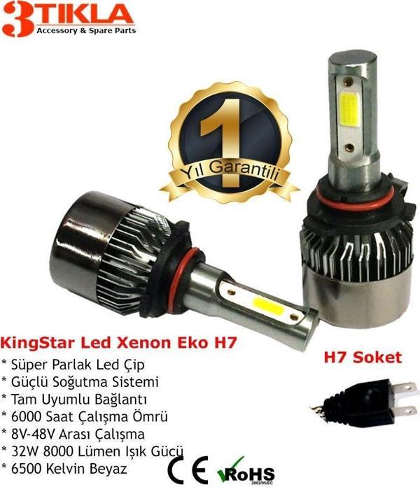 KingStar H7 Beyaz Led Xenon Şimşek Etkili Far Ampül 8000 Lümen - Image 1