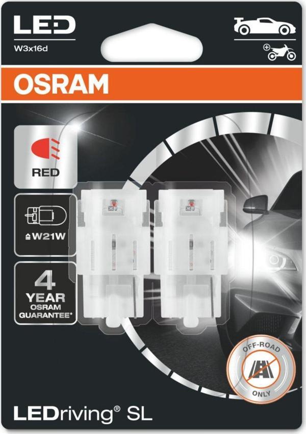 Osram T20 Dipsiz Tek Devreli Kırmızı Led Ampul 12V 7505Drp (1 Takım-2 Adet) - Image 1