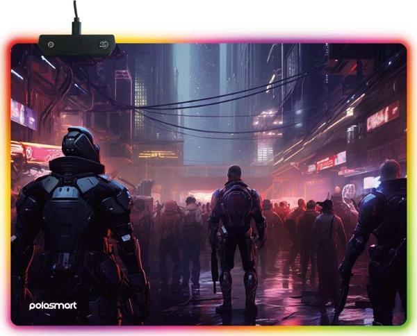 Polosmart PGS306 RGB Aydınlatma Kaydırmaz Taban Ergonomik Desenli Gaming Oyuncu Mouse Pad - Image 1