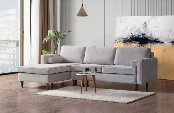 Vipa Cord Rio Gri R+2 Sol Köşe Koltuk Takımı, İskandinav , Konforlu Salon ve Oturma Odaları - Image 1