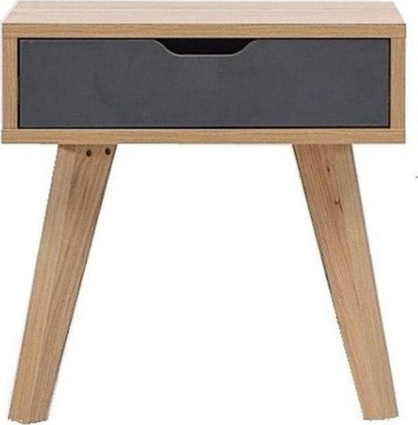 Vipa Koyu Gri / Lignano Çekmeceli Ahşap Ayaklı Komodin - Image 1