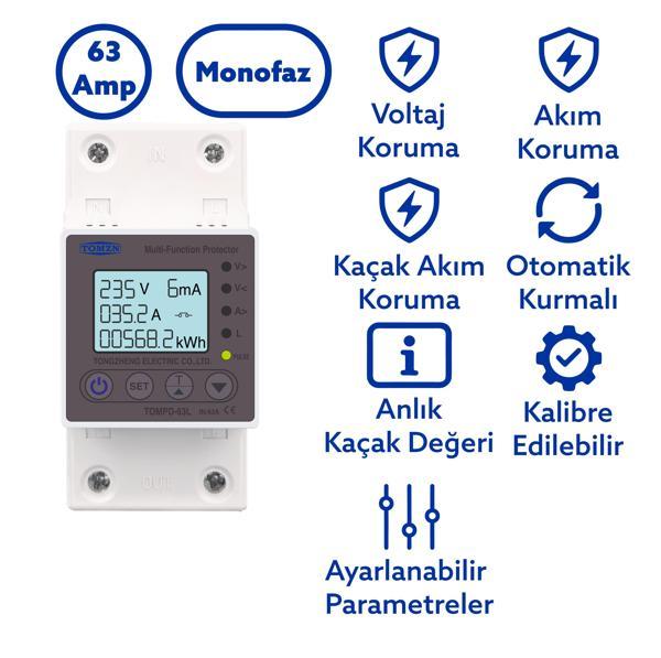 Tomzn Kaçak Akım Koruma Rölesi ve Yüksek Voltaj ve Akım Koruyucu Röle 63A Devrim Niteliğinde Yenilik - Image 1