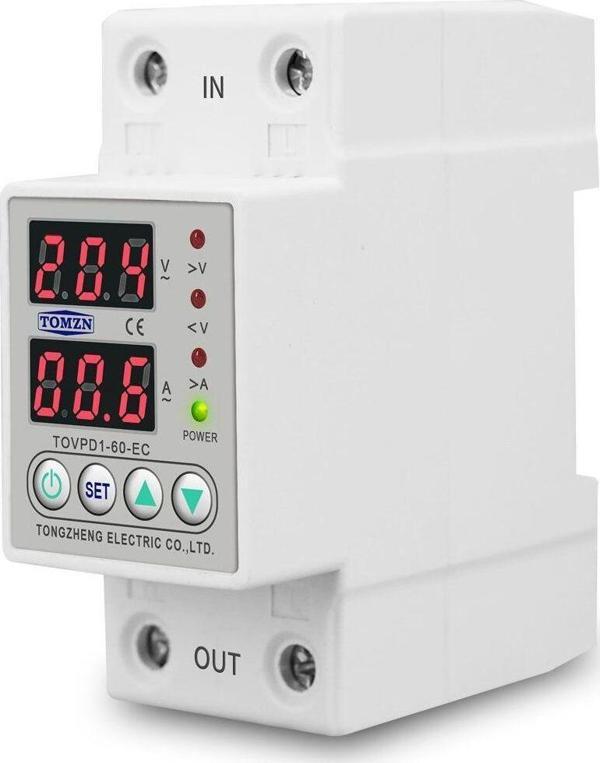 Tomzn Voltaj ve Akım Koruma Rölesi Yüksek Alçak Gerilim Koruyucu Monofaz 40A Elektrik Bekçisi - Image 1