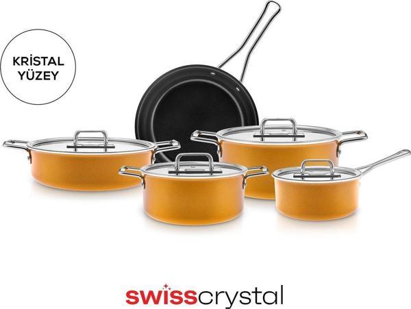 Karaca Swiss Crystal Mastermaid 9 Parça Tencere Seti Yellow - Image 1