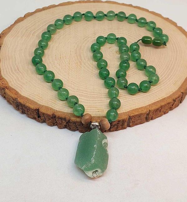 Aventurin Taşı Düğümlü Unisex Tasarım Kolye 8mm (45025) - Image 1