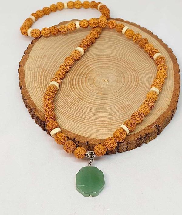 Aventurin Taşlı Rudraksha Tohum Kolye Dolama Bileklik 8mm (49734) - Image 1