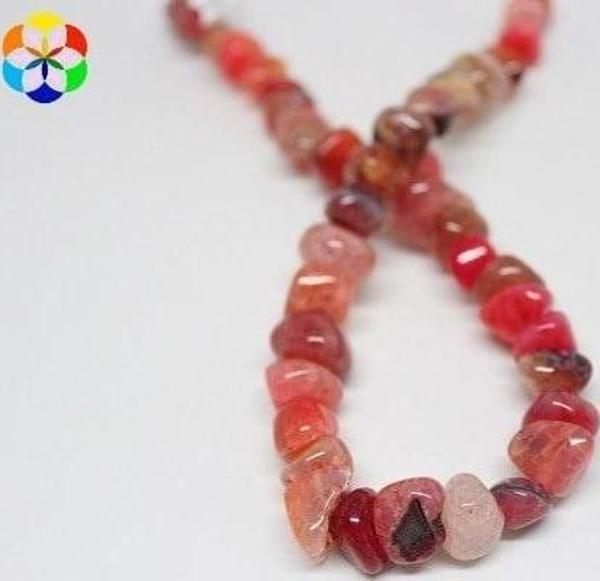 Bileklik Boy Akik Alacalı Açık Pembe Tımbıl Taşlar Yarım Dizi (18CM UZUNLUĞUNDADIR) - Image 1