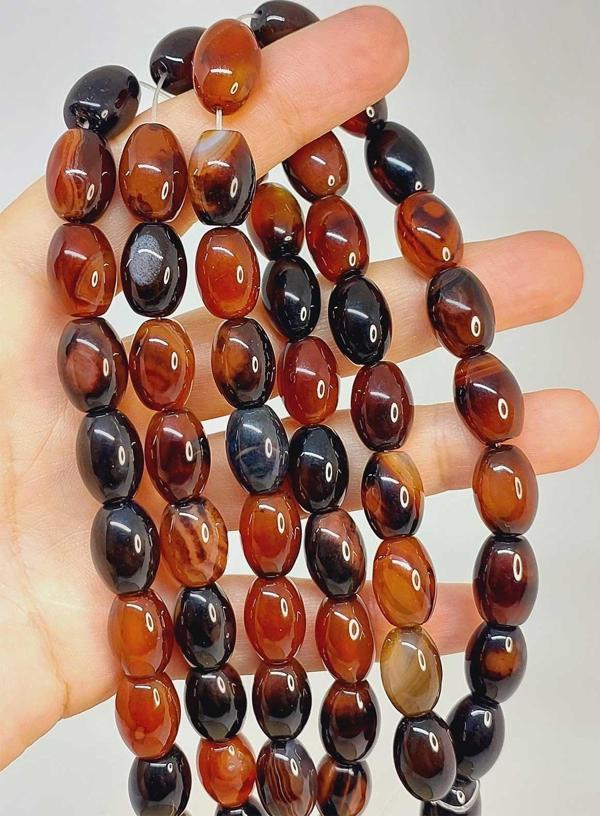 Bileklik Boy Akik Taşı Arpa Kesim 10x13.5mm Yarım Dizi (49448) (18CM UZUNLUĞUNDADIR) - Image 1