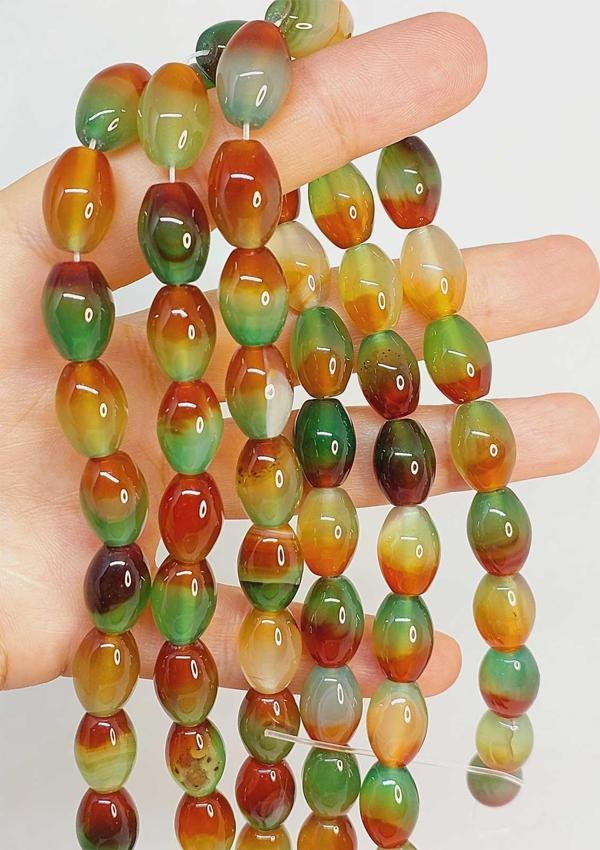 Bileklik Boy Akik Taşı Arpa Kesim 10x13mm Yarım Dizi (49436) (18CM UZUNLUĞUNDADIR) - Image 1