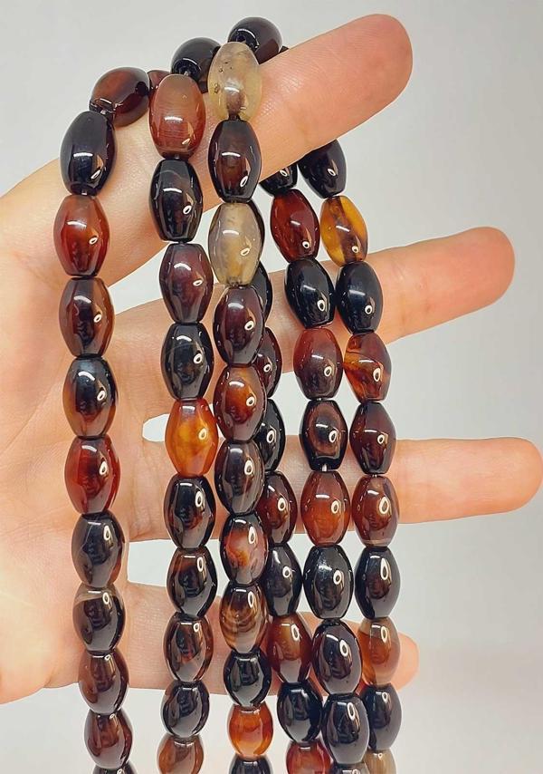 Bileklik Boy Akik Taşı Arpa Kesim 8x11mm Yarım Dizi (49418) (18CM UZUNLUĞUNDADIR) - Image 1