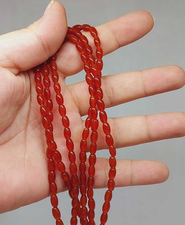 Bileklik Boy Akik Taşı Arpa Kesim Yarım Dizi 4*6mm (49976) (18CM UZUNLUĞUNDADIR) - Image 1